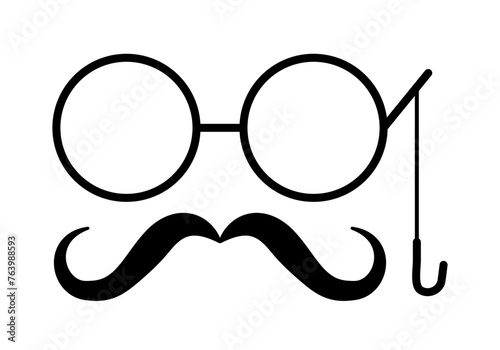 Icono de gafas clásicas con bigote. photo