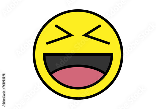 Icono de emoticono de bromeando en fondo blanco.