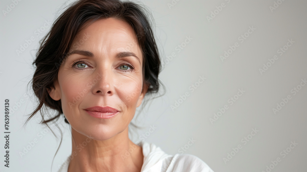 portrait of a beautiful 50s mid aged mature woman with perfect skin for advertisement portrait of a beautiful 50s mid aged mature woman with perfect skin for advertisement