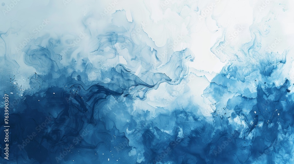 Fototapeta premium Blue Watercolor Abstract Canvas Art