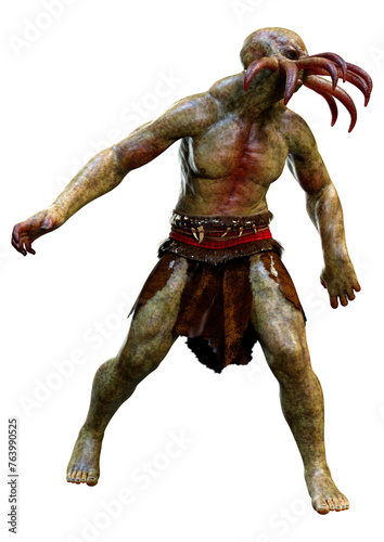 3D Rendering Male Alien on White