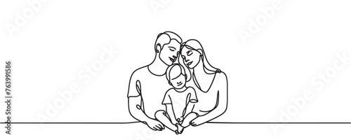 one line drawing of a family standing together. one line illustration of family.