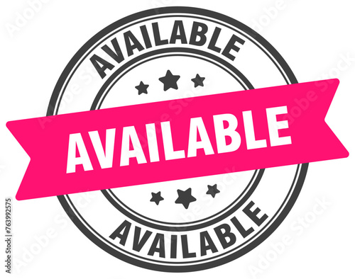 available stamp. available label on transparent background. round sign