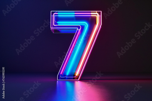 number seven glow in the dark neon light