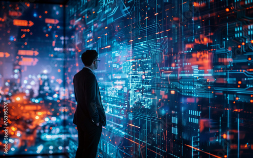 Wallpaper Mural A collaborative journey: businessman and AI driving innovation in high-tech environment Torontodigital.ca