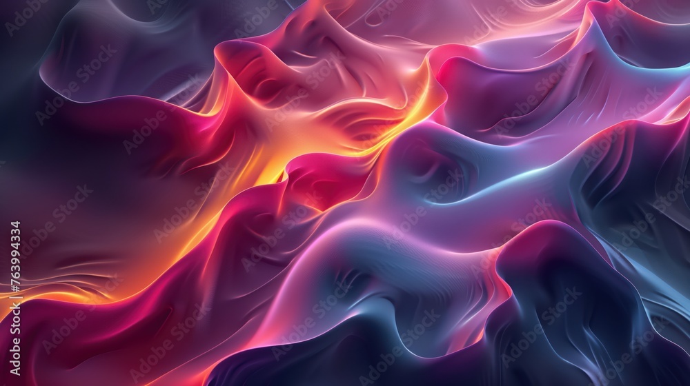 Obraz premium Neon Dreams: Vivid Abstract Landscape of Cool and Warm Tones