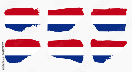 Free Download Netherlands flag collection with palette knife paint brush strokes grunge texture design. Grunge brush stroke effect set - GFXLoad