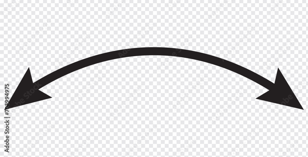 Dual sided arrow. Curved arc shape. Semicircular thin double ended arrow. Vector illustration - obrazy, fototapety, plakaty 