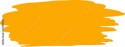 Paint brush stroke isolated, orange text box illustration, cut out.