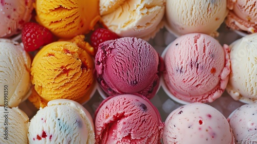 Ice cream balls and blackberries, Ice cream generate vibrant high resolution photograph high quality AI generated image