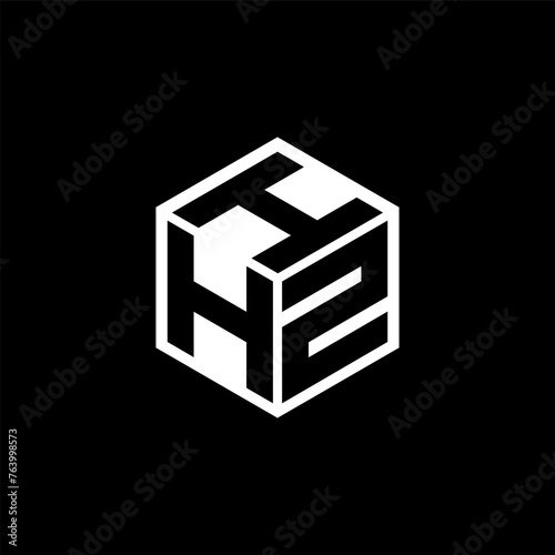HZI letter logo design with black background in illustrator, cube logo, vector logo, modern alphabet font overlap style. calligraphy designs for logo, Poster, Invitation, etc.