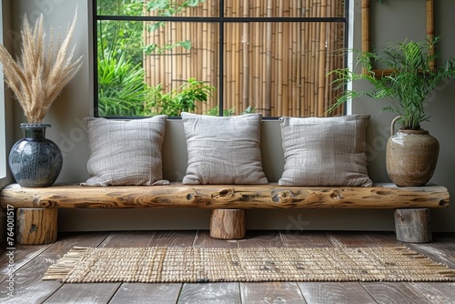 minimalistic contemporary living room design, wabi sabi japanees style © Дмитро Петрина