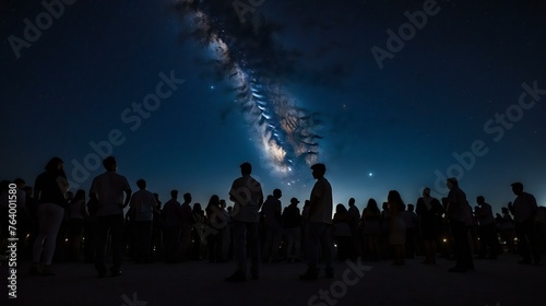 Cosmic Spectacle: Awe-Inspired Onlookers Under a Starlit Sky