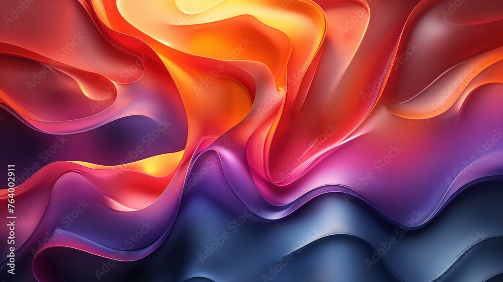 Fototapeta premium Abstract Symphony of Sunset: Waves of Warm Oranges and Purples
