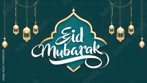 Elegant Islamic design with prominent Eid Mubarak lettering word