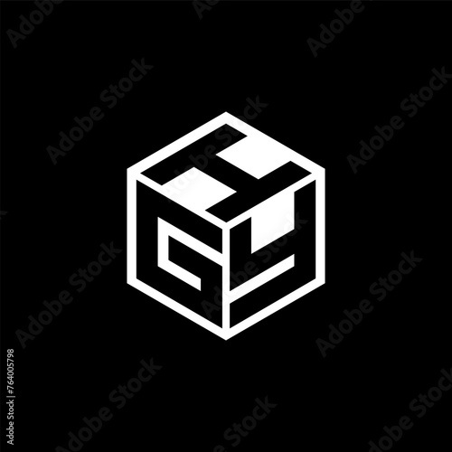 GYI letter logo design with black background in illustrator, cube logo, vector logo, modern alphabet font overlap style. calligraphy designs for logo, Poster, Invitation, etc. photo