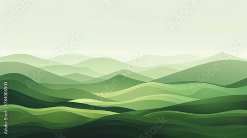 Abstract graded green colors landscape wallpaper background illustration desig, hills and mountains, copy and text space, 16:9 © Christian