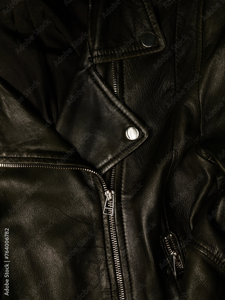 Detail of a Biker Jakes under slight illumination Detail of a Biker Jakes under slight illumination