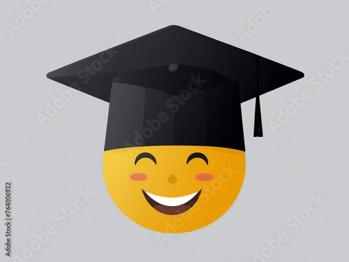 happy graduate with cap and diploma face imoji icon new image 