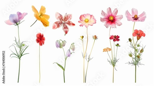 A set of different flower linens against a white background