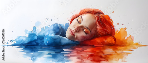 A vibrant splash of blue, orange, and red colors emanating from a blank card bord in the center, mirrored on water surface