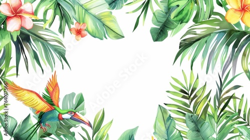 Seamless tropical pattern with rhombus and paradise bird flowers. Modern background.
