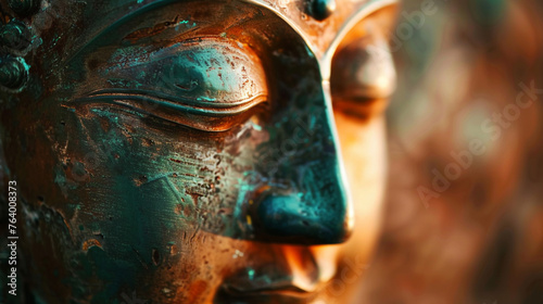 Close up bronze Buddha statue. 
