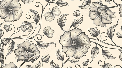 Flowing vintage floral pattern on light background