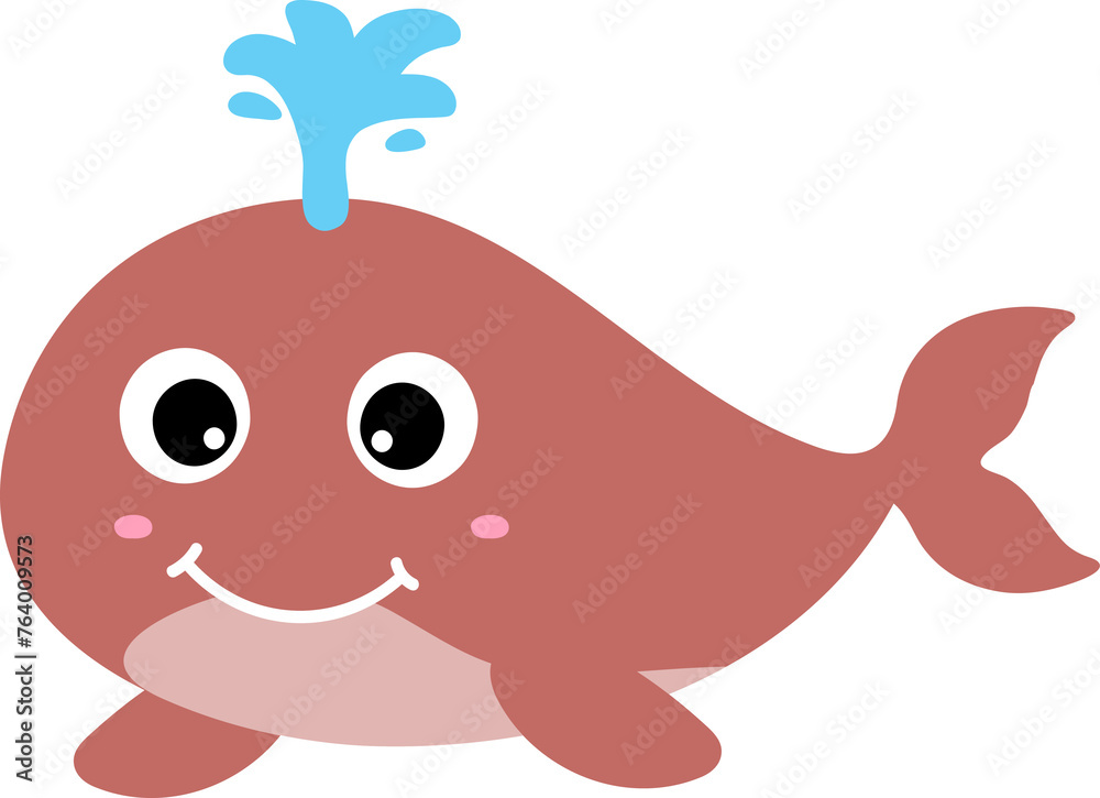 cute whale cartoon, sea animal