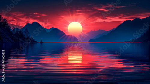 Illustration of an autumnal sunset © senadesign