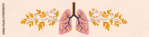 banner concept detailed illustration of lungs performing breathwork exercises flower photo
