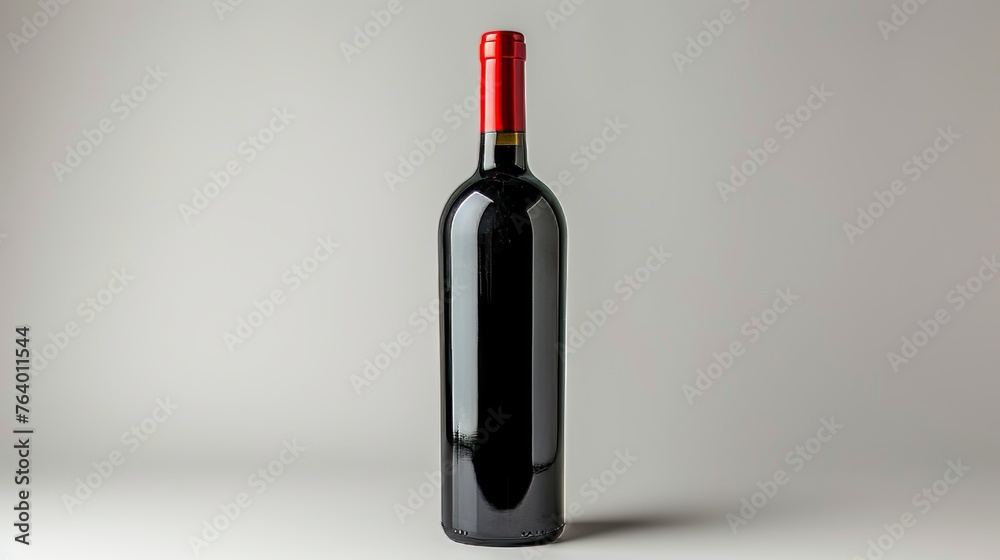 Elegant isolated red wine bottle on a pristine white background for sophisticated display Elegant isolated red wine bottle on a pristine white background for sophisticated display