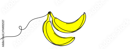 Banana continuous line drawing vector illustration. One line banana