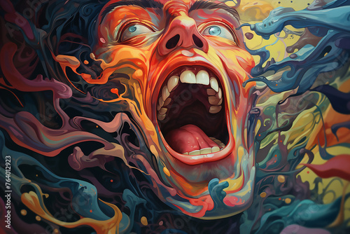 Illustration of schizophrenic patient's mind. Surreal Imagery Unveiling the Complexity of Inner Struggles and perceptions.