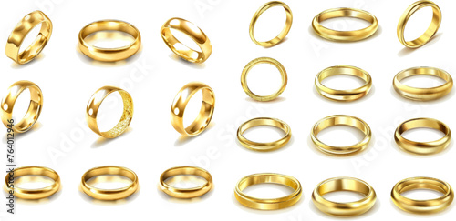 Golden ring realistic, bright jewelry, luxurious glowing