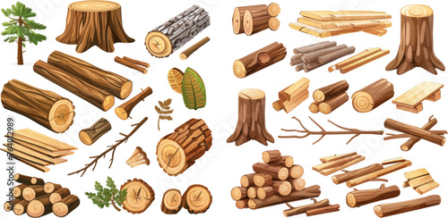  Oak or pine lumber and woodpile for industry photo