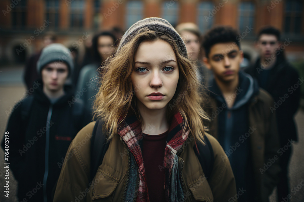 Young students and pupils in school college library on a break spending study year back school Generative AI Young students and pupils in school college library on a break spending study year back school Generative AI