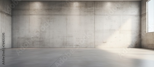 Capture the details of a room featuring a prominent concrete wall and a window for a minimalist and industrial look