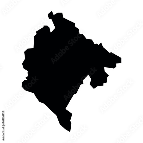 black vector montenegro map on white background