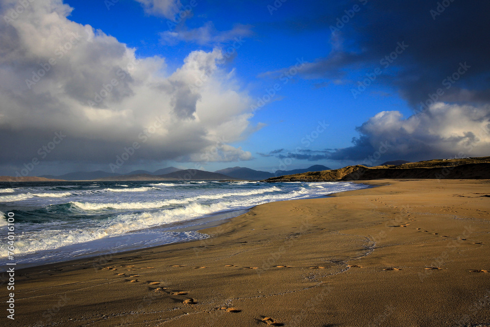 Scarista beach by sunny noon, Harris Isle, Hebrides, Scotland