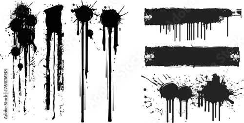 Grunge street art sprayed texture, graffiti drip shapes or frames