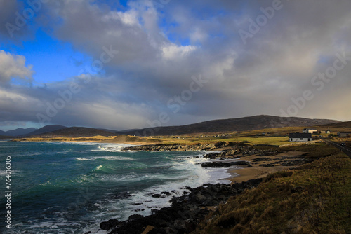 Borve beach view by sunny noon, Isle of Harris, Hebrides, Scotland