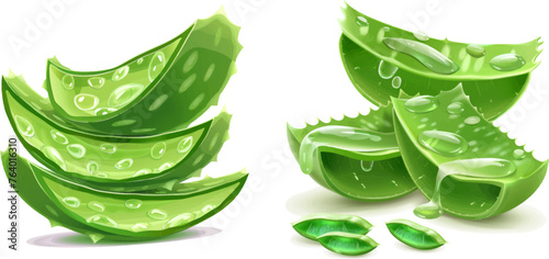 Cut slice succulent aloe, nature healthy plant
