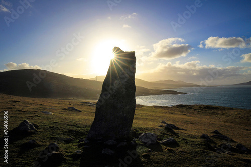 MacLeod Stone view near Nisabost beach, Isle of Harris, Hebrides, Scotland photo