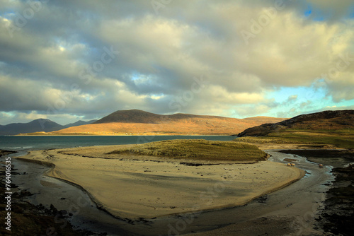 Luskentyre beach by low tide, Isle of Harris, Hebrides, Scotland photo