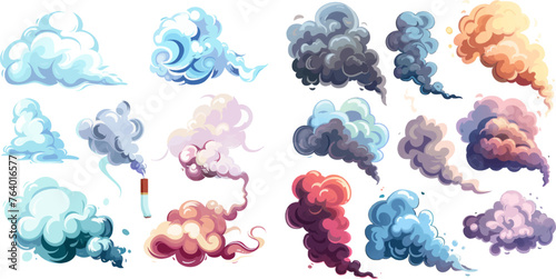 Deadly gas clouds vector isolated illustration set photo