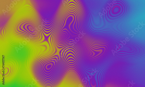 Abstract background gradient color wave ripples. Purple green blue circular wave grainy texture background.