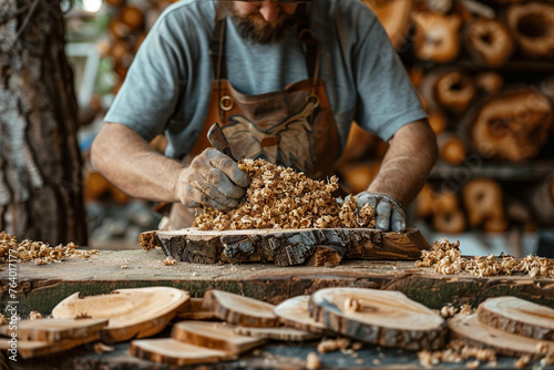 A person offering woodworking classes and workshops, illustrating a woodworking instruction side hustle.