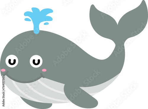 cute whale cartoon  sea animal