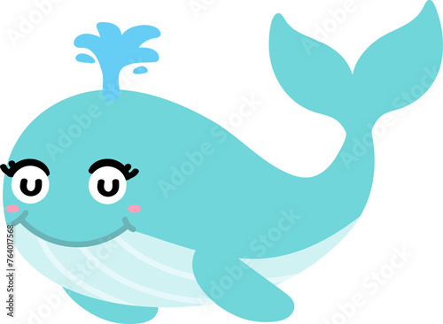 cute whale cartoon  sea animal